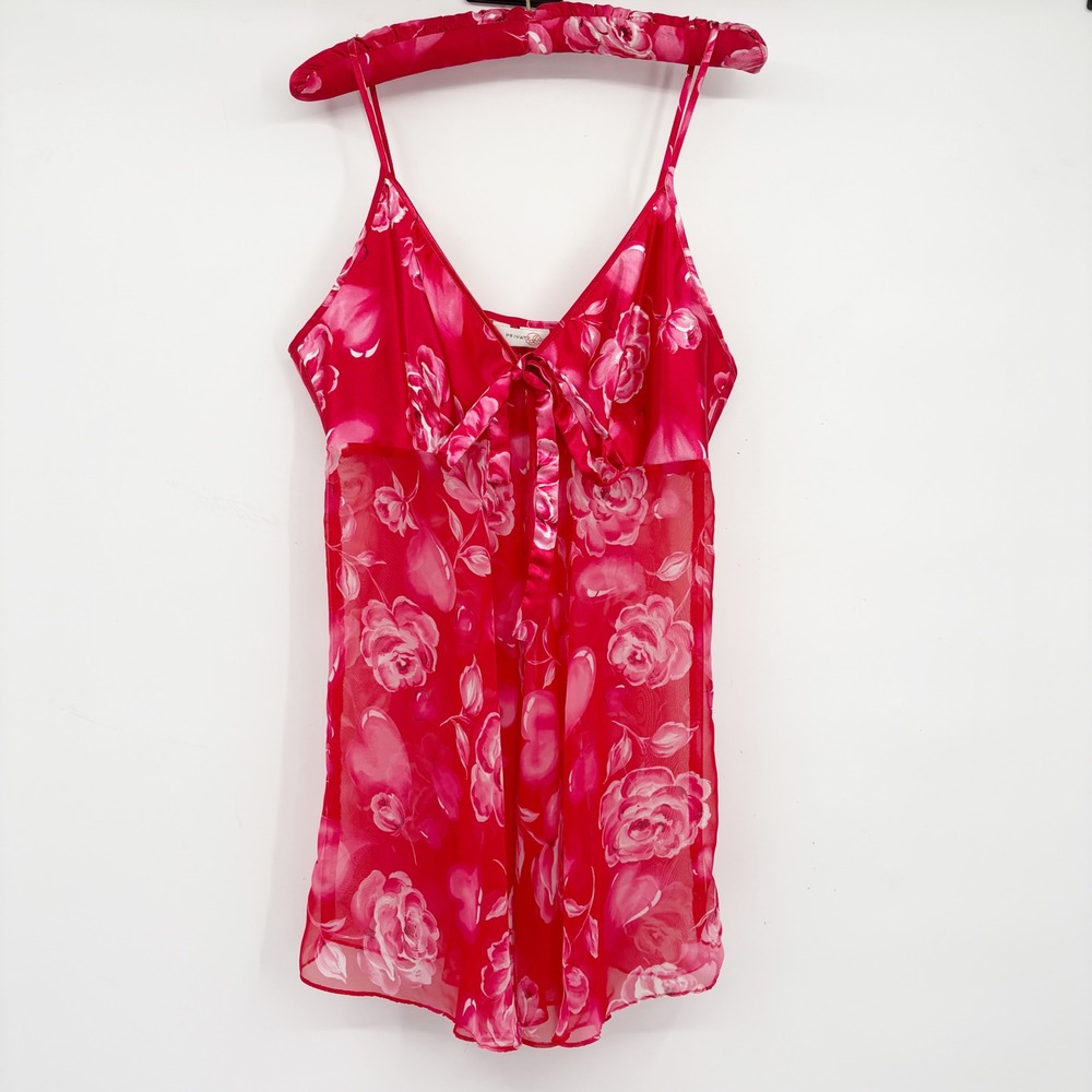 Private Luxuries Womens Y2K Floral Rose Coquette Romantic Babydoll Slip Dress M